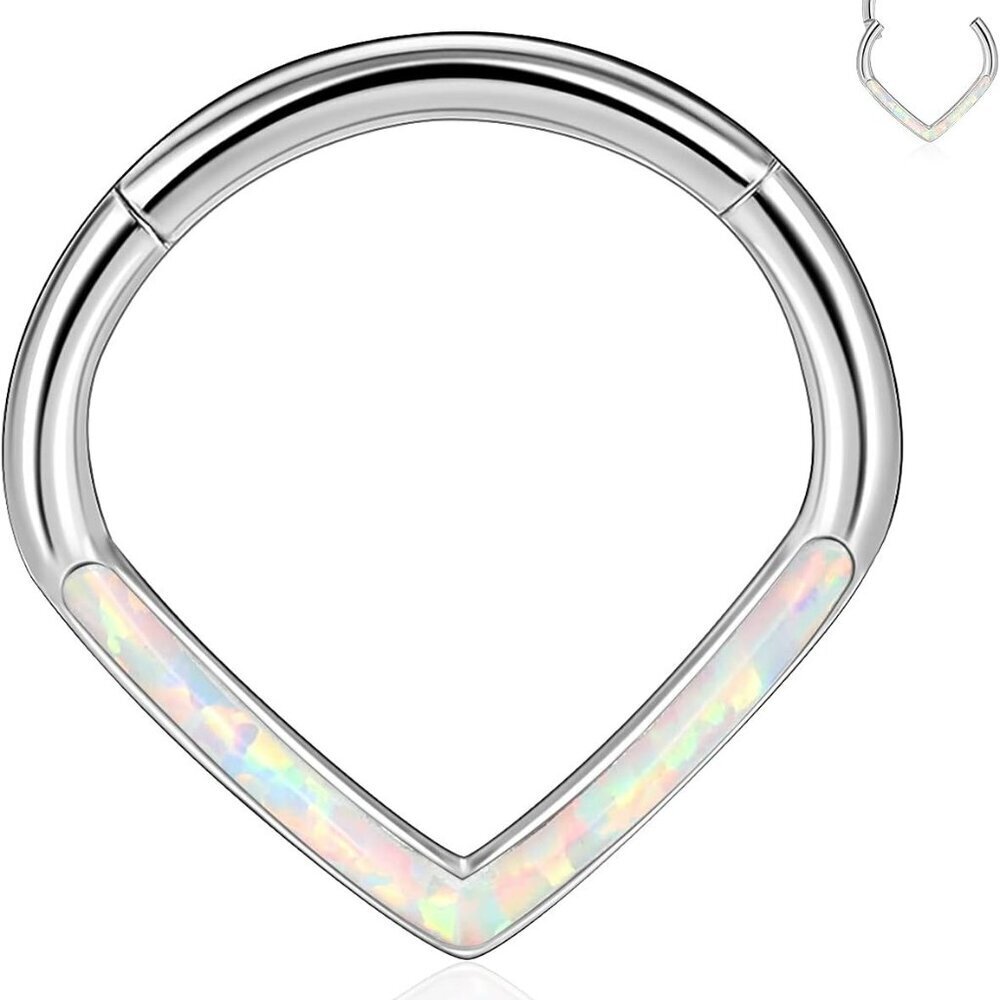 Teadrdrop Nose Hoop Ring 16G Septum Ring Septum Jewelry Opal CZ Daith Earring Su